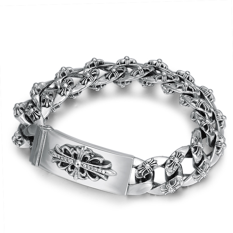 Gothic new 925 sterling silver handmade vintage jewelry American European antique silver crosses thick link chain designer men's bracelets, Black
Gothic new 925 sterling silver handmade vintage jewelry American European antique silver crosses thick link chain designer men's bracelets, Black