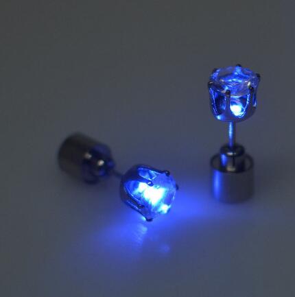 Party Decoration Light Up LED Earrings Christmas Studs Flashing Blinking Stainless Steel Dance Accessories Supplies Gift