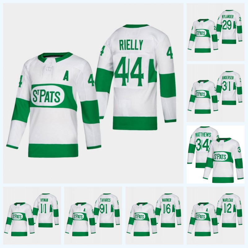 2021 St Patricks Day Toronto Maple Leafs Jersey 44 Morgan Rielly 31 Frederik Andersen 91 Tavares 16 Mitchell Marner 34 Matthews 28 Brown, 22
2021 St Patricks Day Toronto Maple Leafs Jersey 44 Morgan Rielly 31 Frederik Andersen 91 Tavares 16 Mitchell Marner 34 Matthews 28 Brown, 22