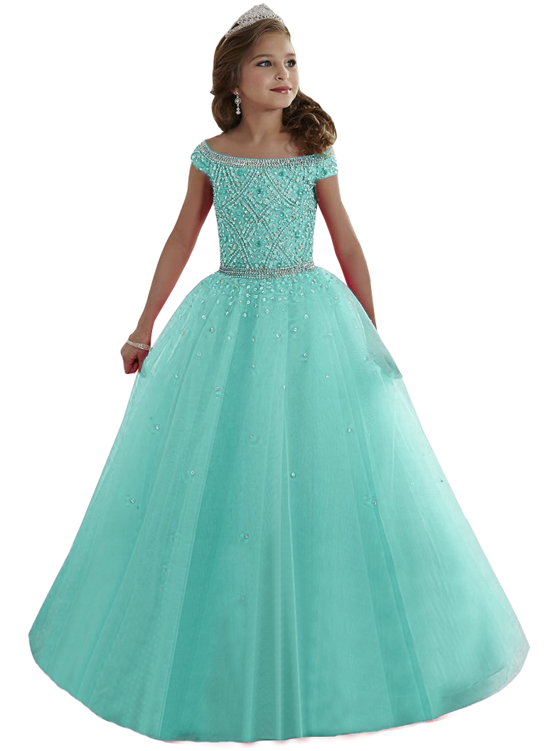 Girls Pageant Dresses Off The shoulder Long Princess Birthday Ball Gowns Kids Prom Dress 2020 Tulle