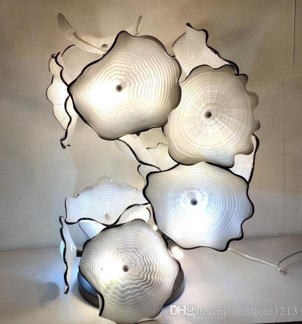 Murano Lamps Plates Floor Lamp Flower Design Glass Art Sculpture Standing Lightings Modern Decor in White Color