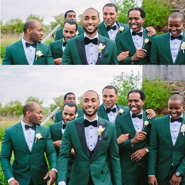 New Green Groom Wear For Wedding One Button Slim Fit Groomsmen Blazer Suits High Quality Men Clothing