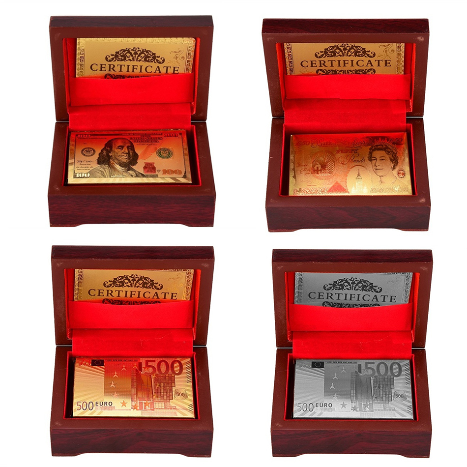 Poker card Gold Silver Foil Dollar Playing Cards Waterproof Luxury Gold Plated Pound Euro Pokers With red Box For Gift Collection Supplies
Poker card Gold Silver Foil Dollar Playing Cards Waterproof Luxury Gold Plated Pound Euro Pokers With red Box For Gift Collection Supplies