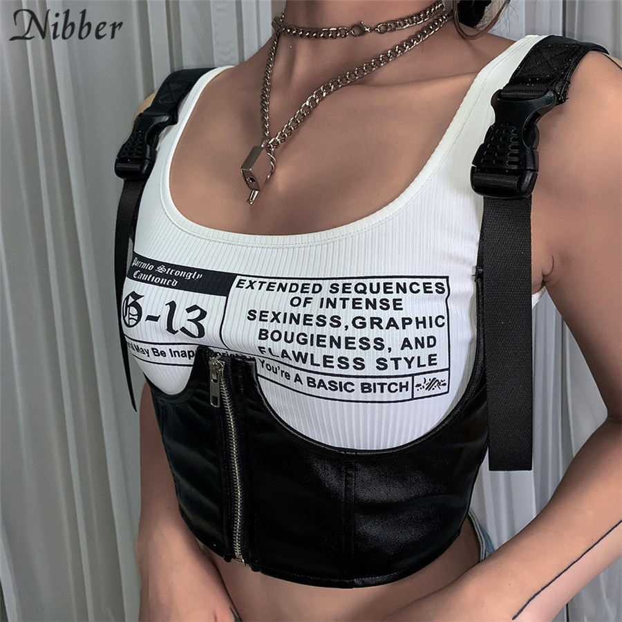 Nibber white black basic Punk print crop tops womens tank tops 2019 summer wild casual Leather camisole mujer stretch Slim tees
Nibber white black basic Punk print crop tops womens tank tops 2019 summer wild casual Leather camisole mujer stretch Slim tees