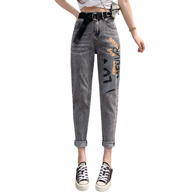High Waist Jeans Women Loose Spring Thin Personalized Letter Printed Carrot Daddy Pants Female, Photo color
High Waist Jeans Women Loose Spring Thin Personalized Letter Printed Carrot Daddy Pants Female, Photo color