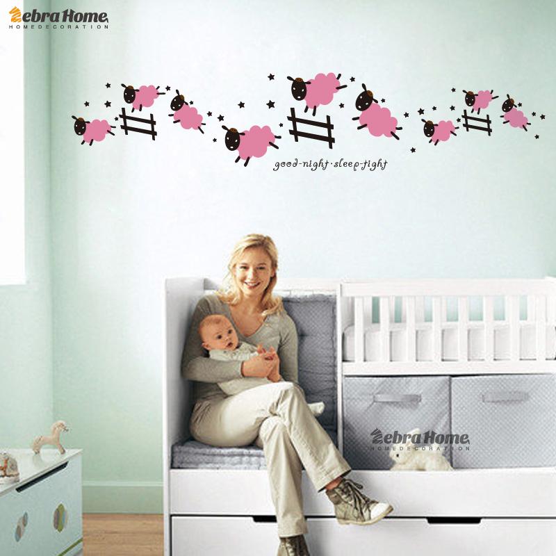 Jumping Sheep Wall Sticker Good Night Sleep Tight Decal Counting Sheep Kids Baby Room Bedroom Nursery 40x120cm Home Decoration