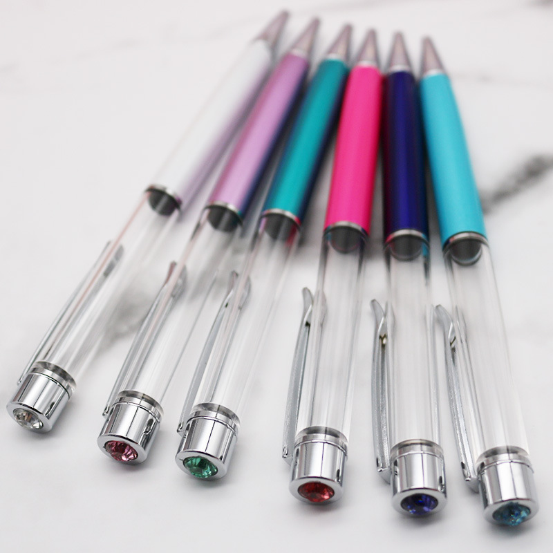 Hot selling christmas gifts empty tube metal ball pen floating glitter diy pen kids dried flower small shell whelk crystal pen for DIY