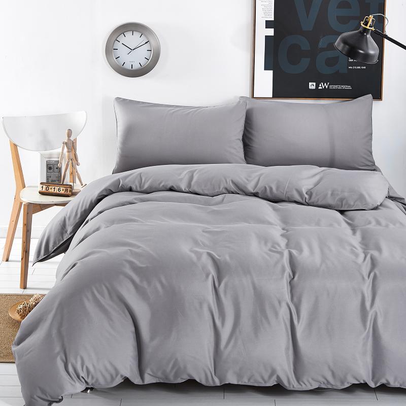 Bedding Sets Simple Color Lake Blue Striped Bed Sheet Duver Quilt Cover Pillowcase Soft Silver Gray King Queen Full Twin