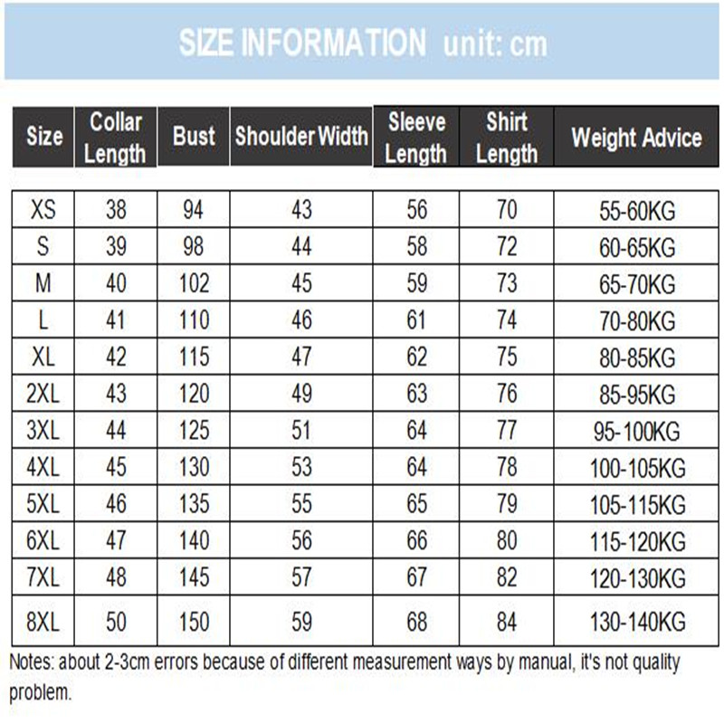 High Quality Shirts For Men Camisas White Black Mens Shirt Long Sleeve Formal Office Business Plus Size 5XL 6XL 7XL 8XL Blouse