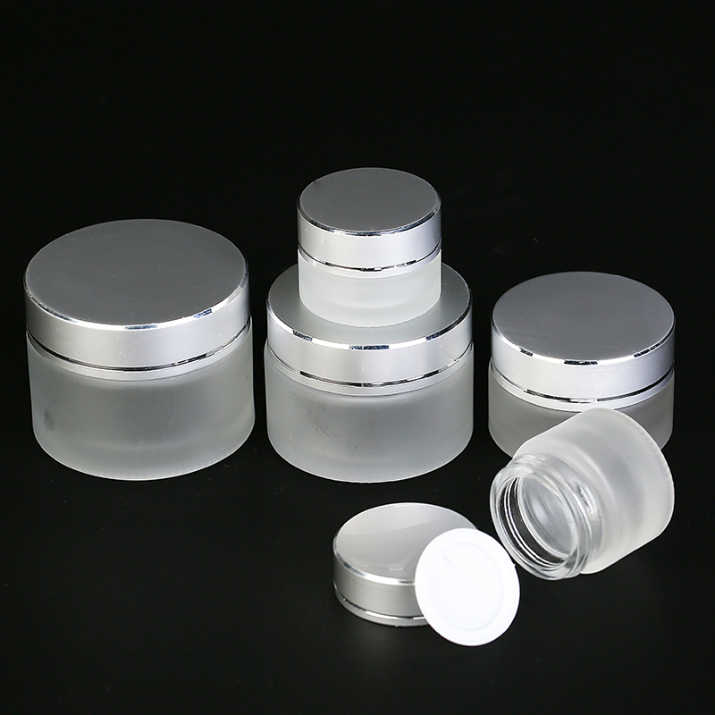 5g 10g 20g 30g 50g 10pcs/lot Empty frosted Glass Jar Straight Sided Cream Jars sliver lid inner liner empty cosmetic container