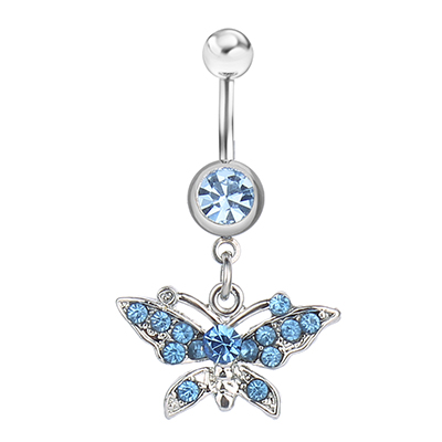 D0141 ( 1 color ) Belly Navel Ring Lt.Blue Nice butterfly style with piercing body jewlery