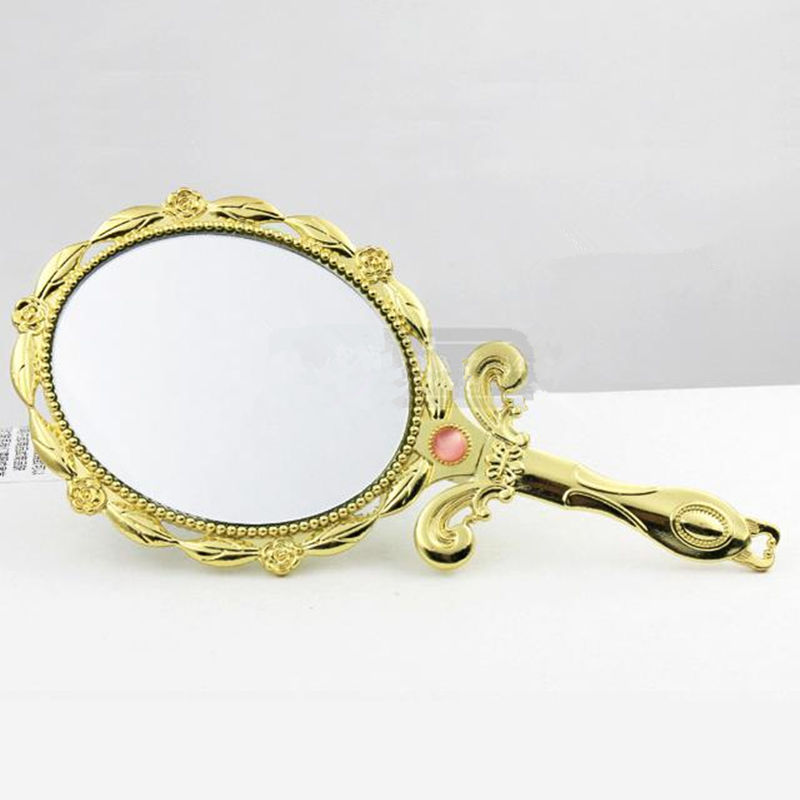 Retro Decorative Mirror Vintage Oval Round Beauty Vanity Makeup Mirror Hand Held Mirror Women Makeup Espejo Decorativo Retro Retro Dekorativer Spiegel