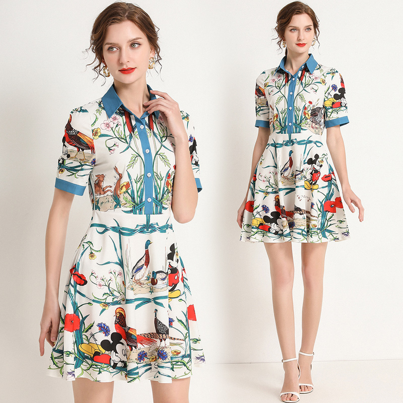 New Summer Runway Elegant Fashion Floral Print Shirt Dress Women Ladies Sexy Slim Office Casual Short Sleeve A-Line Mini Designer Dresses, Customize
New Summer Runway Elegant Fashion Floral Print Shirt Dress Women Ladies Sexy Slim Office Casual Short Sleeve A-Line Mini Designer Dresses, Customize