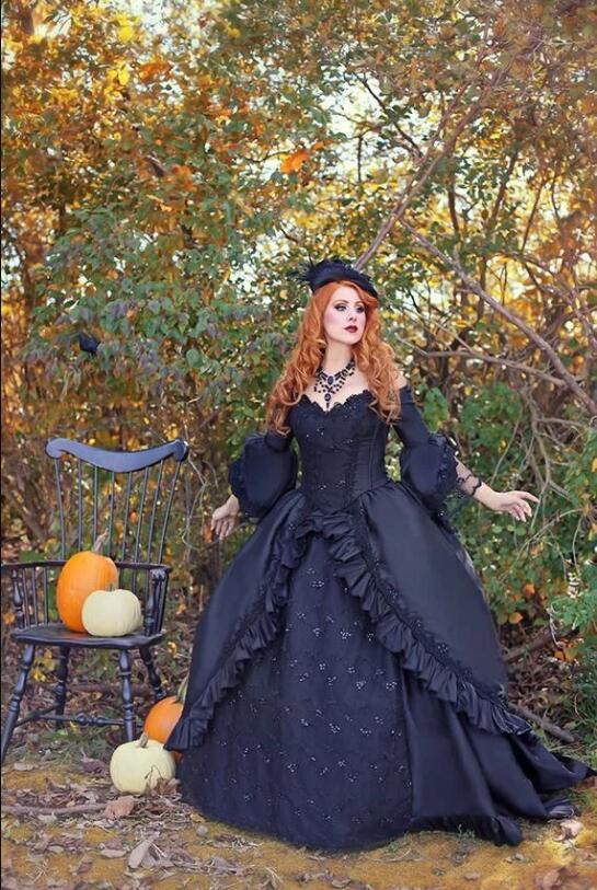 Romantic Black Wedding Dresses Off The Shoulder Lace Vintage Gothic Bridal Dress Appliques Beads Vestidos De Novia Boho Wedding Gowns