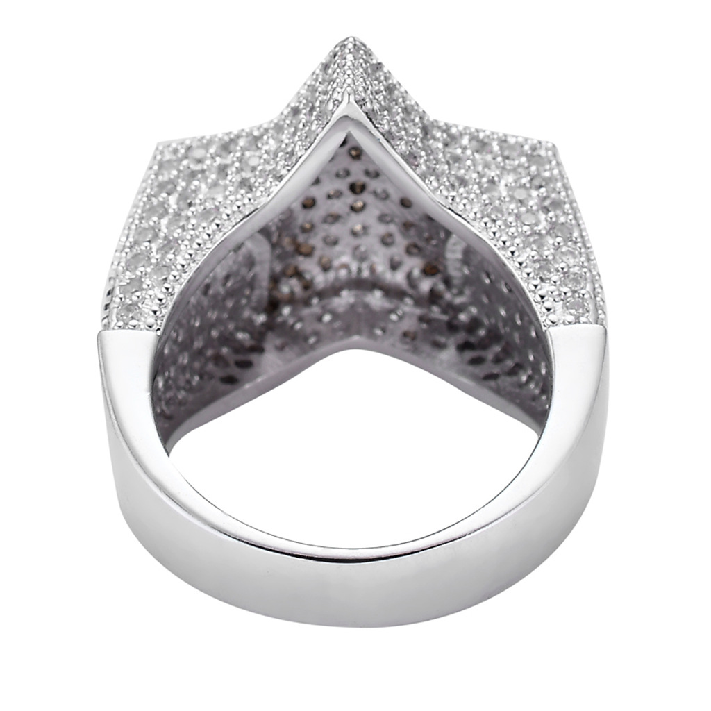 Men's Hip Hop Star Rings 18k Real Gold Plated Bling Cubic Zircon Diamond Finger Ring Jewelry Gift