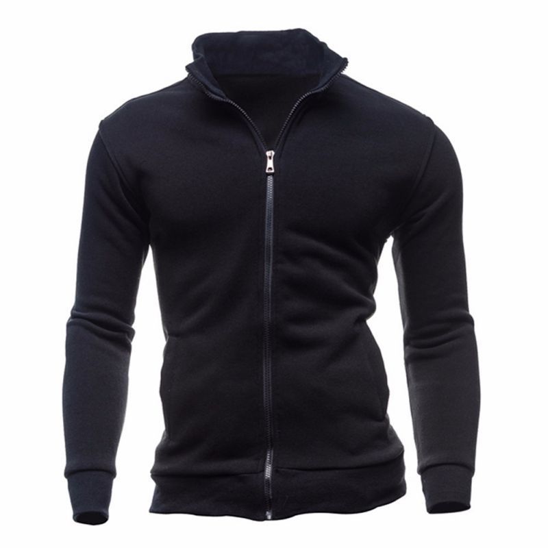 New Basic Zip Hoodies Sweatshirt Autumn Spring Men Up Jacket Casual Long Sleeve Slim Fitness Hoody Sportswear Male C19040101