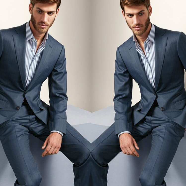 Fashion Formal Men Wedding Suits Two Pieces (Jacket+Pants) Groom Wear Two Button Peaked Lapel Prom Blazer