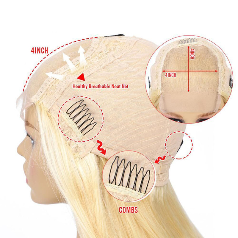 613 Honey Blonde Color Wig Virgin Brazilian Straight Lace Front Human Hair Frontal Wigs for Black Women