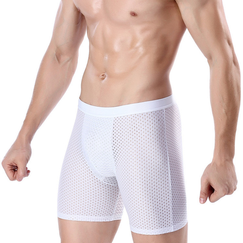 Ice Silk Anti Wear Legs Fitness Long Underwear Comfortable Men Underpants Mesh Sexy Pull Stretch Boxers Sportswear Male Panties, Mesh black
Ice Silk Anti Wear Legs Fitness Long Underwear Comfortable Men Underpants Mesh Sexy Pull Stretch Boxers Sportswear Male Panties, Mesh black