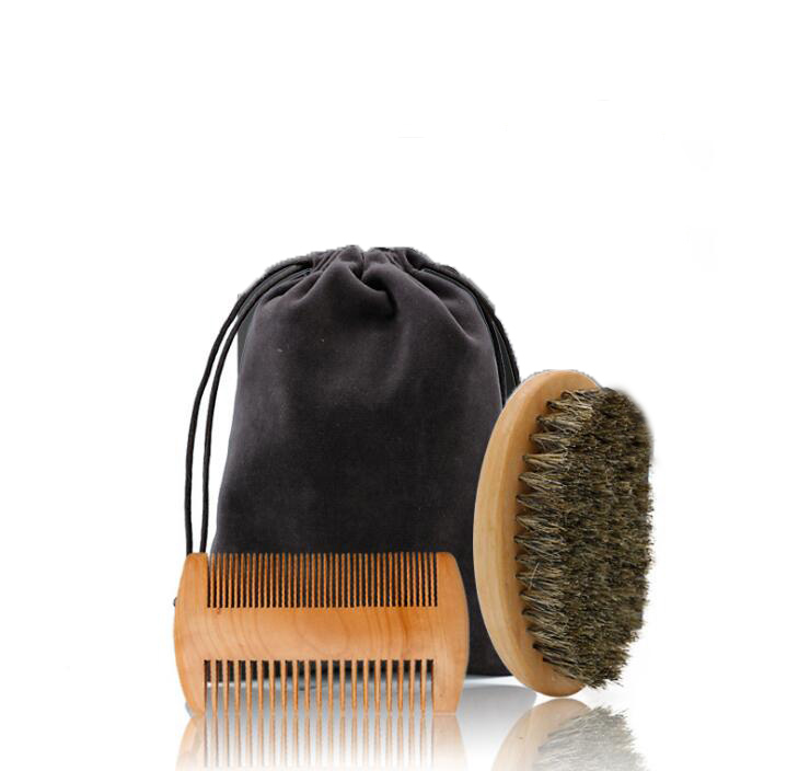 Boar Bristle Beard Brush Handmade Beard Comb Kit For Men Mustache With Bag Kit De Peine De Barba Hecho A Mano Para Hombres Bigote Cepillo Para Barba D