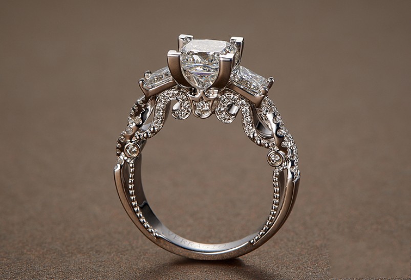 Infinity Brand New Vintage Fashion Jewelry 925 Sterling Silver Three Stone White Topaz CZ Diamond Eternity Women Wedding Band Ring Gift