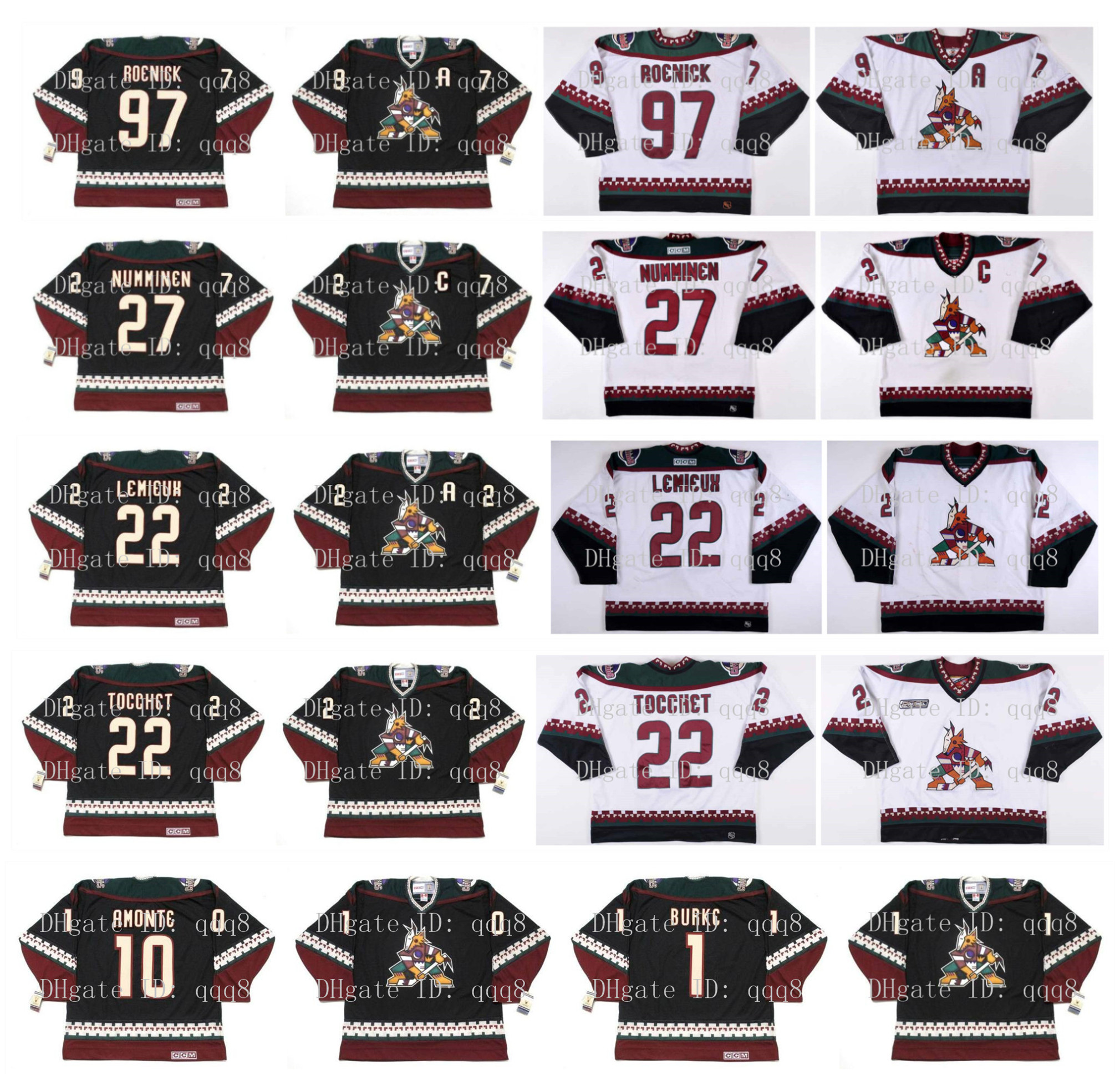 Vintage Phoenix Coyotes Jersey 27 TEPPO NUMMINEN 97 JEREMY ROENICK 22 CLAUDE LEMIEUX 22 RICK TOCCHET 10 TONY AMONTE 1 SEAN BURKE Hockey, Black;red
Vintage Phoenix Coyotes Jersey 27 TEPPO NUMMINEN 97 JEREMY ROENICK 22 CLAUDE LEMIEUX 22 RICK TOCCHET 10 TONY AMONTE 1 SEAN BURKE Hockey, Black;red