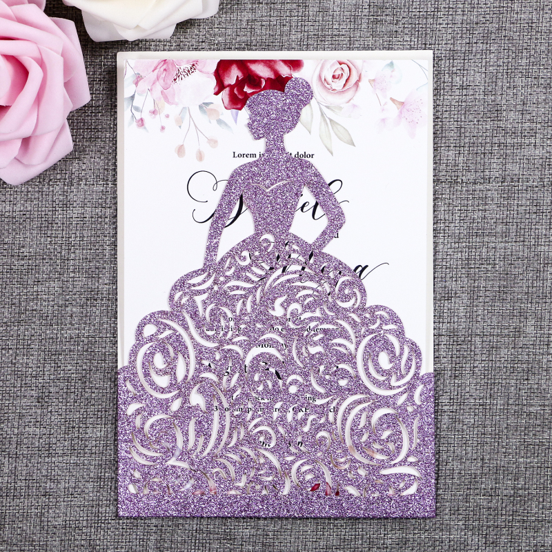 Gorgeous Laser Cut Light Purple Glitter Pretty Princess Invitations Cards For Birthday Cards Sweet Quinceanera Sweet 16th Engagement Invites, Black
Gorgeous Laser Cut Light Purple Glitter Pretty Princess Invitations Cards For Birthday Cards Sweet Quinceanera Sweet 16th Engagement Invites, Black