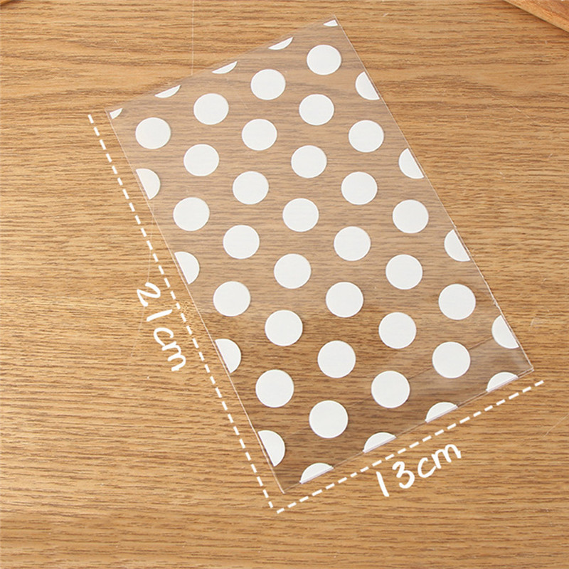 100pcs/Lot Plastic Gold White Polka Dot Transparent Cellophane Candy Cookie Gift Bag with DIY Wedding Birthday Party Supplies