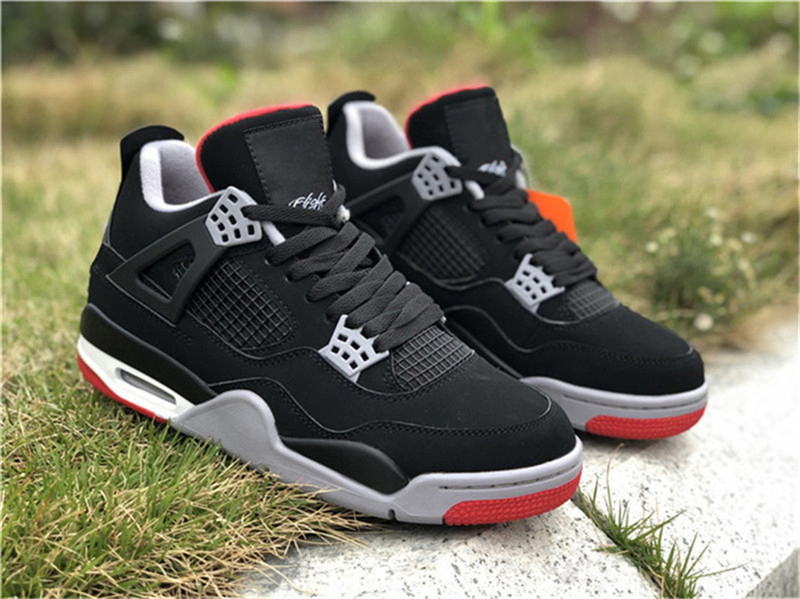 2019 New Authentic OG 4 Bred Black Cement Red White 4S IV Men Women Basketball Shoes Sports Sneakers With Original Box 308497-060 
2019 New Authentic OG 4 Bred Black Cement Red White 4S IV Men Women Basketball Shoes Sports Sneakers With Original Box 308497-060