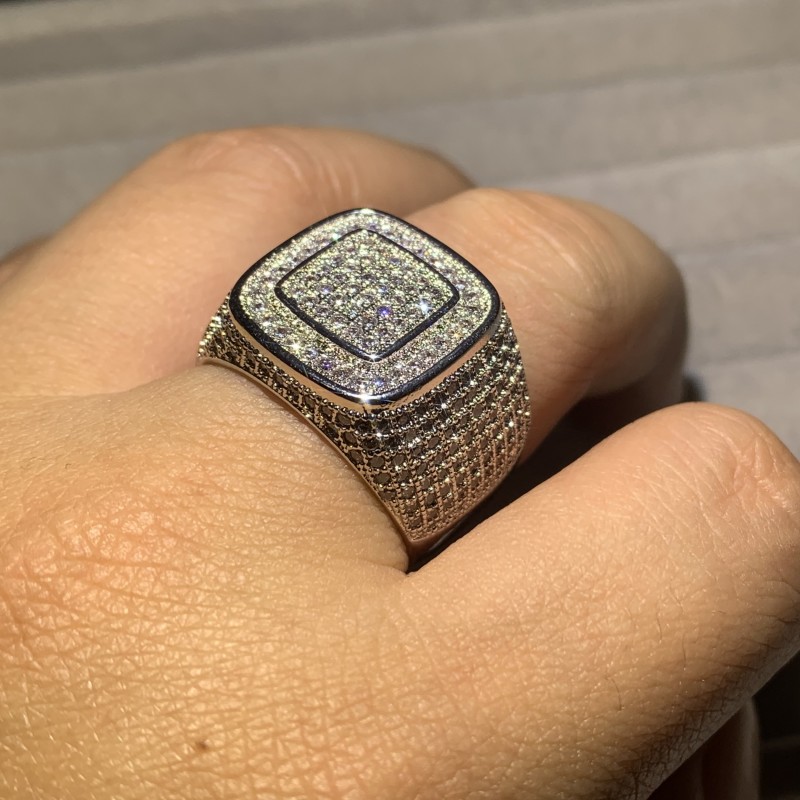 6 Style Luxury Male Jewelry 925 Stelring Silver Pave White Sapphire CZ Diamond Gemstones Wide Wedding Engagement Band Ring For Men Gift