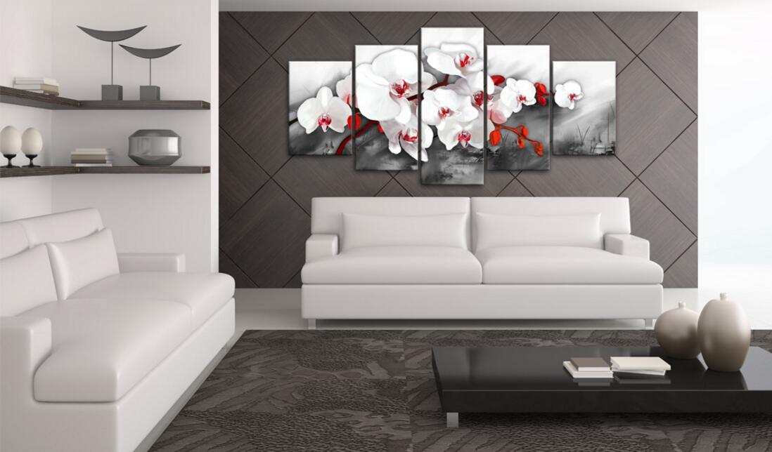 HD Fashion Wall Art Canvas Painting 5 Pieces Mangnolia Flower Orchid Flower Modern Home Decoration,Choose Color And Size( No Frame)