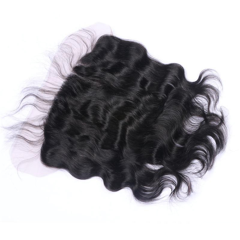 Evermagic 13x6 Ear to Ear Lace Frontal With Bleached Knots Natural Color 1B# Brazilian Body Wave Human Remy Hair Extensions 10-20inches
