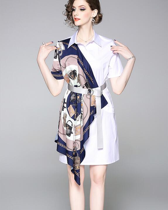 summer handbag chain scarf printed short sleeve women shirt dresses Contrast color street style dresses, Black
summer handbag chain scarf printed short sleeve women shirt dresses Contrast color street style dresses, Black