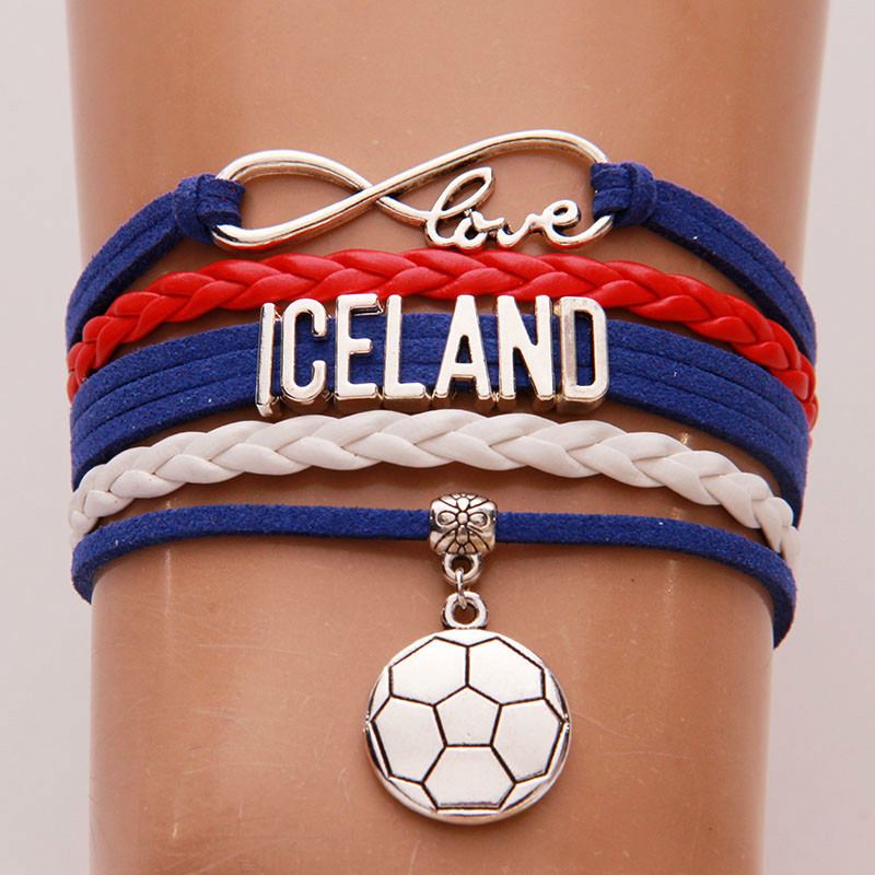 Infinity Love Iceland Bracelets Bangles Soccer Charm Braided Pu Leather Bracelet Jewelry Men Women New Drop Shipping
Infinity Love Iceland Bracelets Bangles Soccer Charm Braided Pu Leather Bracelet Jewelry Men Women New Drop Shipping