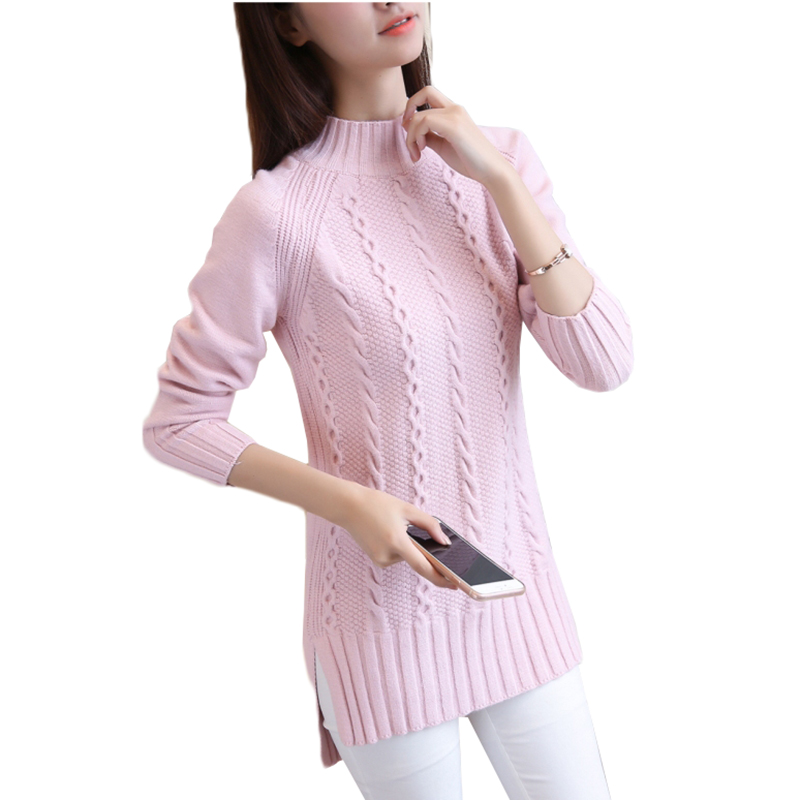 2018 Autumn Winter Medium Long Women Sweater Warm Pullover Jumper Knitted Half Turtleneck Female Sweater 371, Pink
2018 Autumn Winter Medium Long Women Sweater Warm Pullover Jumper Knitted Half Turtleneck Female Sweater 371, Pink