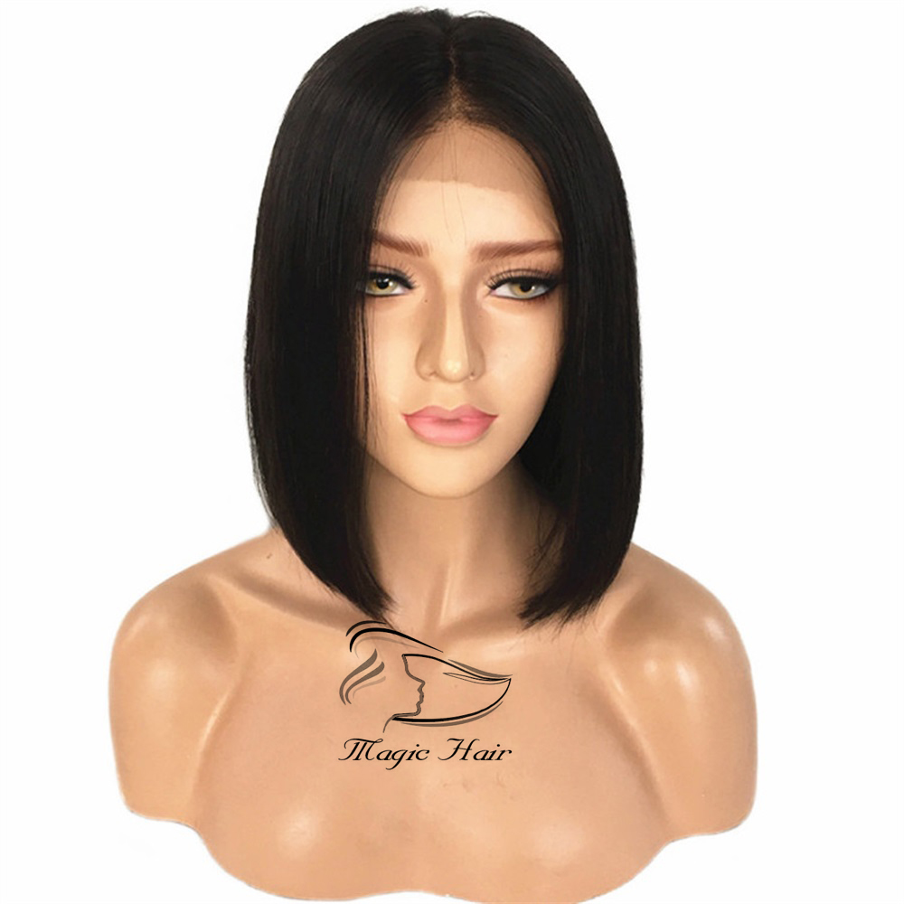 Short Human Hair Bob Wigs Brazilian Lace Front Human Hair Wigs For Black Women Remy Straight 130% 4x4 Silk Base Closure Wig