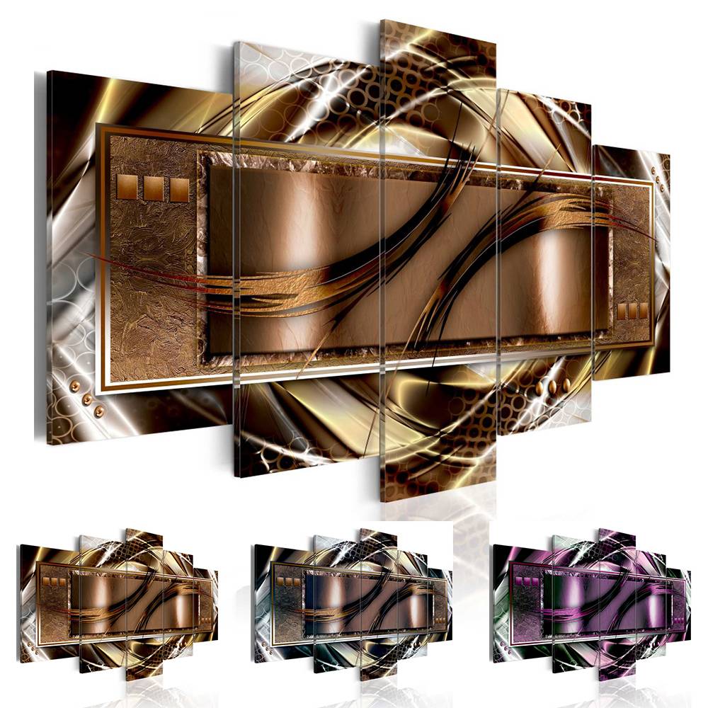 Fashion Wall Art Canvas Painting 5 Pieces Gold Blue Purple Abstract Modern Home Decoration,Choose Color And Size No Frame