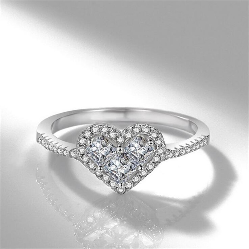 Choucong Brand New Luxury Jewelry 925 Sterling Silver Princess Cut White Topaz SONA Diamond Promise Party Women Wedding Heart Band Ring Gift