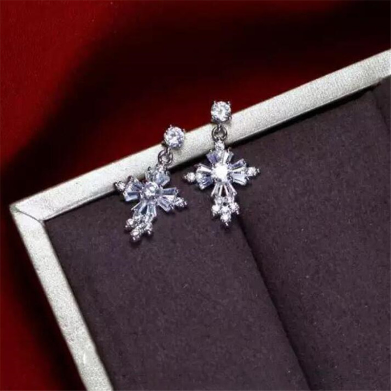 Sterg Sier Cross Dangle Earrings for Women - 5A CZ Crystal Zircon Jewelry
