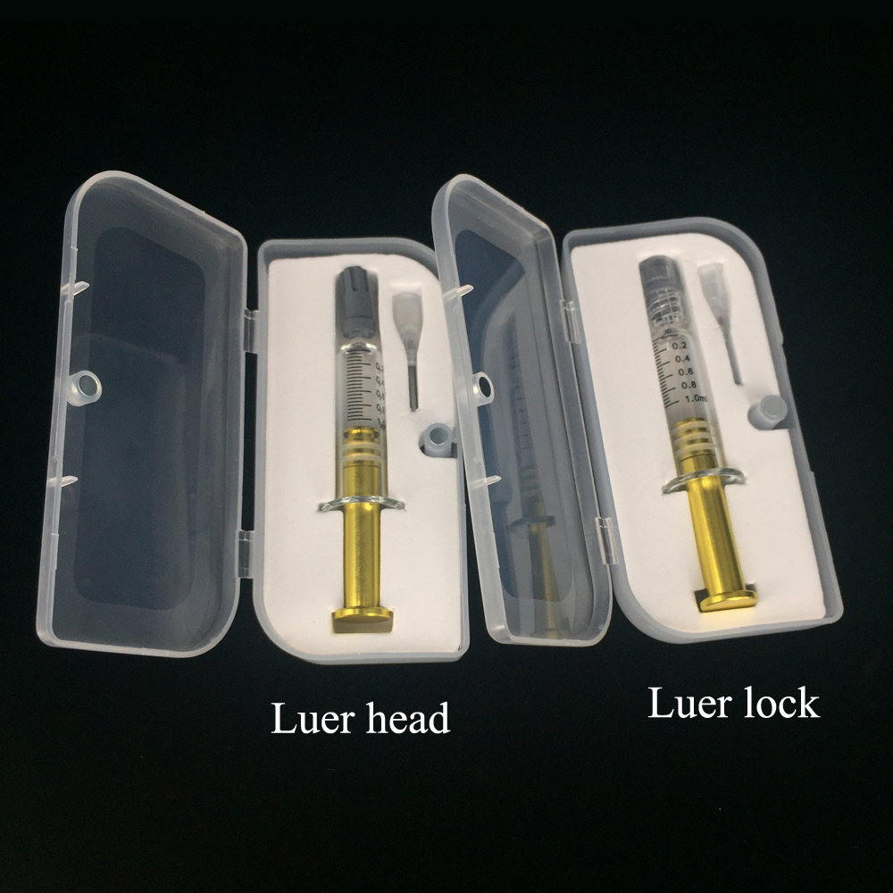 1ml Gold metal Pyrex Syringe Borosilicate Luer Head Luer Lock Glass Injector Measurement Mark Oil Filling Tools For Glass Vape Cartridges
1ml Gold metal Pyrex Syringe Borosilicate Luer Head Luer Lock Glass Injector Measurement Mark Oil Filling Tools For Glass Vape Cartridges