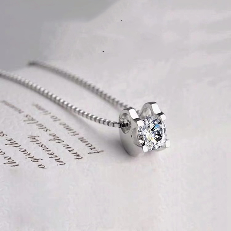 BOEYCJR 925 Silver 05ct1ct2ct F color Moissanite VVS Engagement Elegant Wedding Pendant Necklace for Women Anniversary Gift CX2
