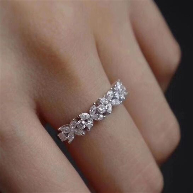 Marquise Cut White Topaz CZ Dia Sterg Sier Wedding Bridal Ring for Women Size 6-10 b159
