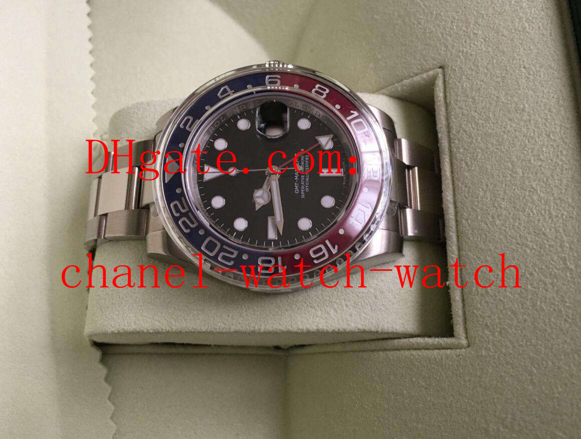Topselling Men's Wrist Watch 18K Gold/Steel GMT Black Dial 40MM 116713 Ceramic Bezel Asia 2813 Movement Automatic Mens Watches Box/Papers
Topselling Men's Wrist Watch 18K Gold/Steel GMT Black Dial 40MM 116713 Ceramic Bezel Asia 2813 Movement Automatic Mens Watches Box/Papers