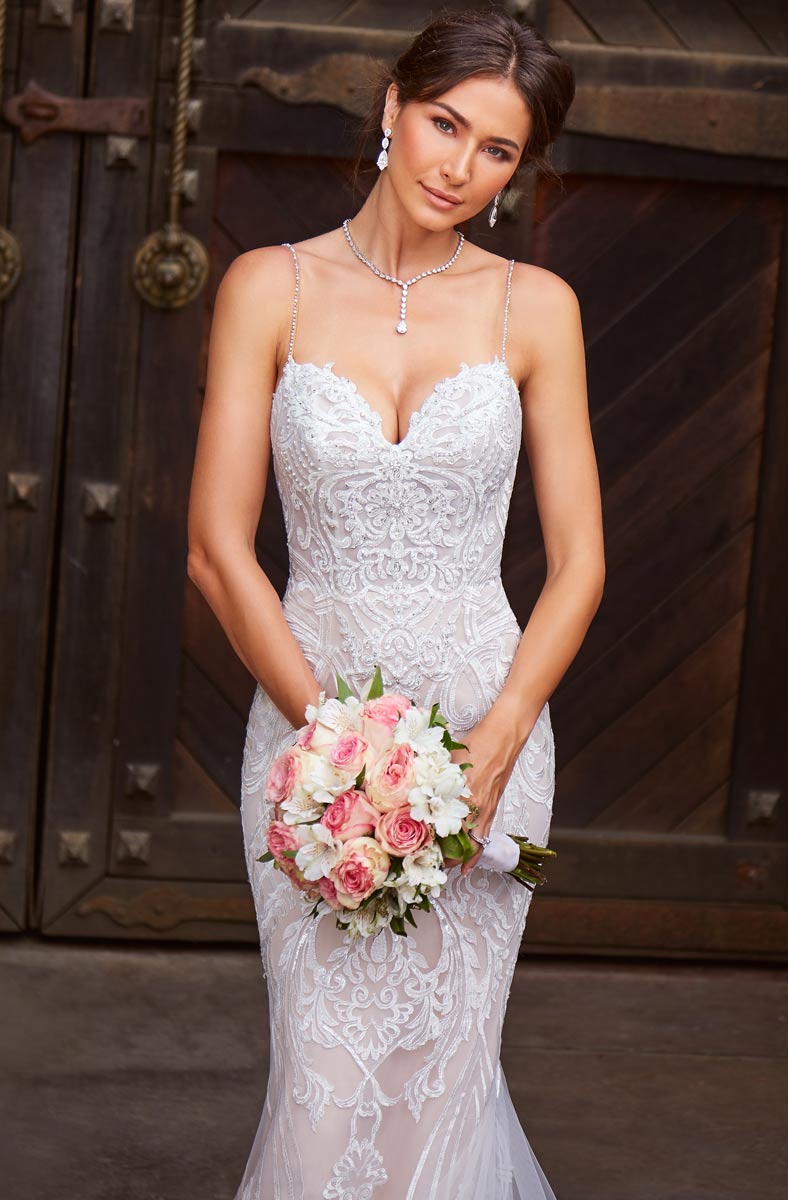 Mermaid High End Lace Wedding Dresses Spaghetti Straps Bridal Gowns Backless Beaded Sweep Train Trumpet Plus Size Robe De Marie
