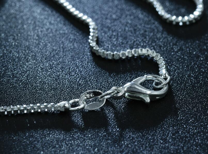 Hot sale Men women Necklace 12pcs/lot 925 sterling Silver 1.5MM Box Chain Necklace 16"/18"/20"/22"/24" for Pendants