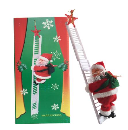 Electric Climbing Ladder Santa Claus Christmas Figurine Ornament Xmas Party DIY Crafts Festival Navidad