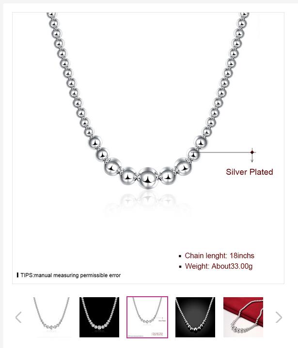 Wholesale Big small Beads necklace sterling silver plate necklace STSN195,brand new fashion 925 silver Chains necklace factory direct sale
