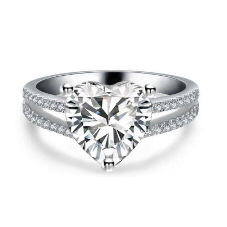 Vecalon Queen Heart Promise Ring 925 sterling silver 3ct 5A Cz statement Wedding band rings for women Bridal Fine Jewelry
