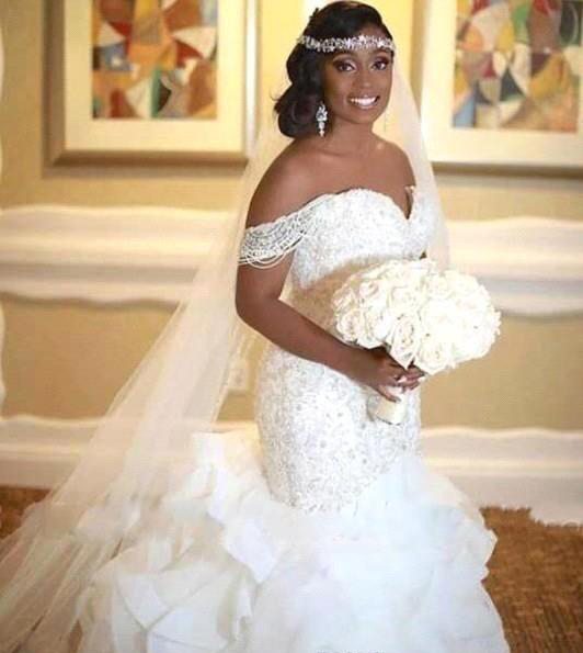 Mermaid Off The Shoulder Wedding Dresses 2019 South African Black Girls Garden Country Church Bride Bridal Gowns Custom Made Plus Size