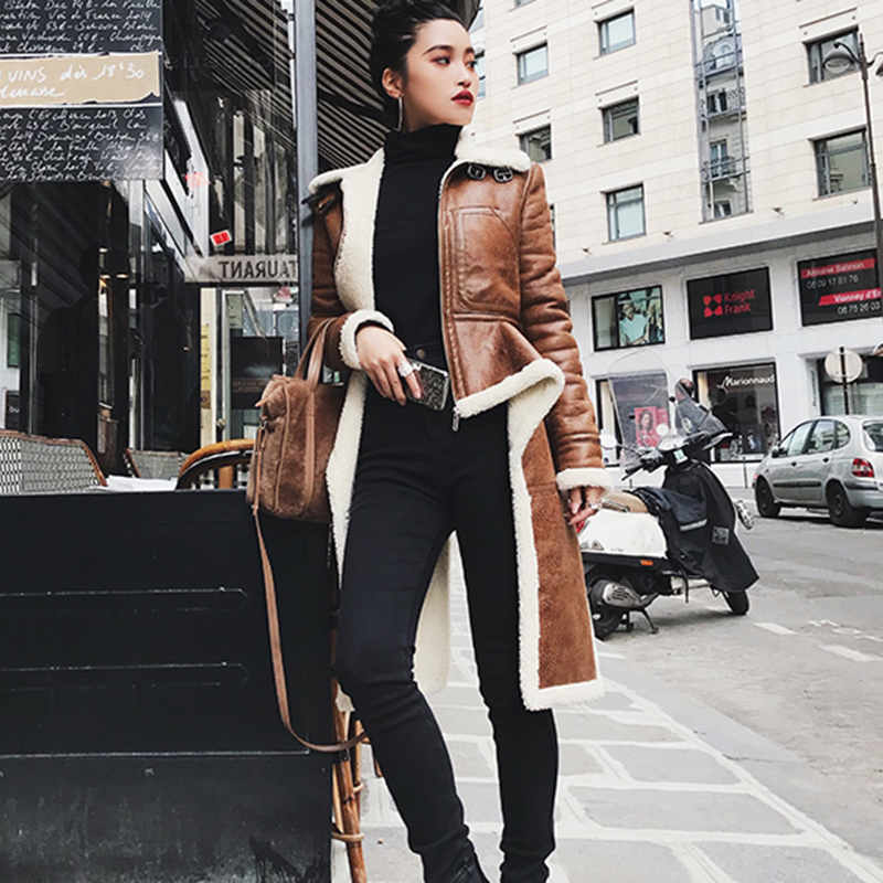 New ARRIVAL Irregular Leather Jacket Plus Size Winter Long Faux Fur Coat Women Korean Fashion Clothing